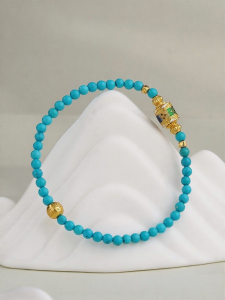 POTALA PALACE | Gift Girlfriend 925 Silver Turquoise Beaded Bracelet