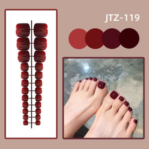 24 Pcs/Strips Removable Toe Nails Fake Glossy Toenail Solid Color Simple Press on Nails Wearable False Nail Art Without Glue