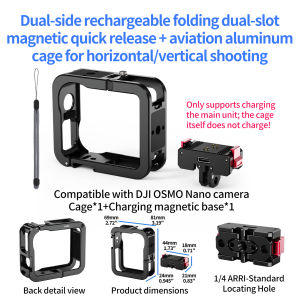 Aluminum Cage for DJI Osmo Nano Action Camera Dual Side Magnetic Base 71G Lightweight Protection Frame Horizontal Vertical Vlog