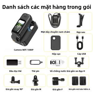 Camera Hành Động Thể Thao Siêu Nhỏ Gọn 1080P 4K HD WiFi Camera Mini Gắn Xe Máy Xe Đạp Quay Vlog & Chụp Ảnh Chống Nước