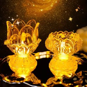 Thanh lịch sen hình LED Nến điện tử ánh sáng chạy bằng pin nhựa thường vụ đèn ngủ lãng mạn nhà Món quà trang trí tiệc