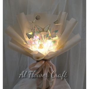 [BUTTERFLY CANTIK ] Bouquet Buket Bunga Kupu-Kupu LED Lampu For Gift Hadiah Kado Wedding Wisuda Graduation Anniversary Ultah Birthday