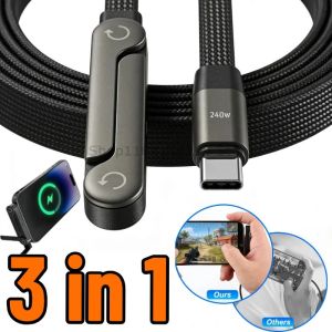 3-in-1 240W Type C To USB C Fast Charging Data Cable Foldable Stand Phone Holder Fast Charging for Flat  Xiaomi IPhone 17
