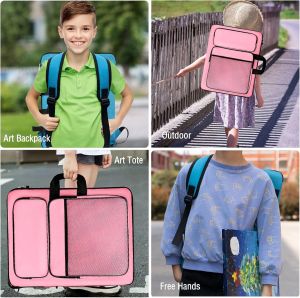 Threetrees ผู้จัดงานแฟ้มศิลปะสำหรับเด็กขนาด38X48ซม. งานศิลปะ Bag15นิ้ว X 18นิ้วสำหรับจัดงานศิลปะ8K เคสสำหรับชุดอุปกรณ์ A3สำหรับถืองานศิลปะพร้อมกระเป๋าและกระเป๋าเป้สะพายหลัง