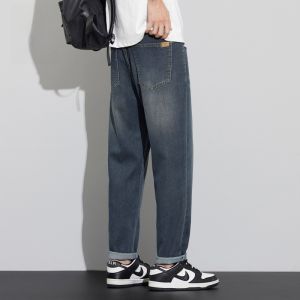 ROMON | Lormen Mens Summer Slim Fit Casual Jeans Loose Straight Leg Breathable Light Weight Tencel Denim Mid Waist Long Pants