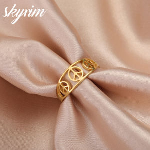 SKYRIM Womens Ring and Peace Symbol Design Titanium Stainless Steel Ring Womens Ring Jewelry