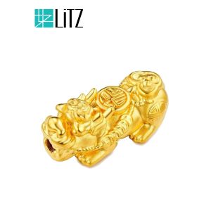 [SPECIAL] LITZ 999 (24K) Gold PiXiu With Agate Bracelet 福气满满貔貅手链 (1.50g+/-) EPC0198-B