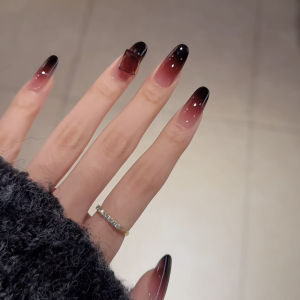 Handmade Gradient Wearable Nail Tips Long Elegant White Enhancing Ladylike Fashionable Trendy Chinese Brand No Registration