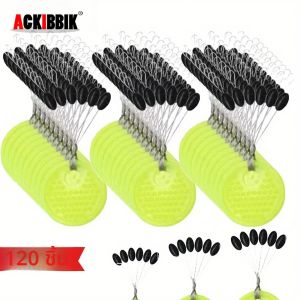 ตัวหยุดลูกลอยตกปลา Ackibbik 120 ชิ้น อุปกรณ์ตกปลา ซิลิโคนทรงเม็ดมะกอก เครื่องมือตกปลา