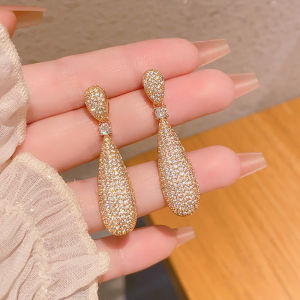 New Fashion Brass Copper Material 18 K Gold Plated Luxury Unique Cute High Quality Designer Shiny Big Drop Earring