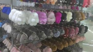 15cm Fluffy Rabbit Pompon Bunny Keychain For Women Bag Car Key Chain Cute Rabbit Key Ring On Bag Car Trinket Pendant Gift