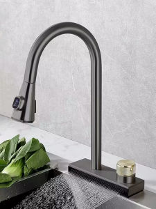AZOS | 304 Stainless Steel Pull-Out Waterfall Single Hole Kitchen Faucet