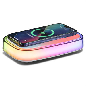 QI desktop Touch wireless charger for iPhone Huawei mobile phones with Colorful LED night lights bedroom