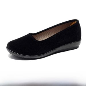 Beijing Ladies Thick Heel Cloth Shoes Black Flat Work Dance Shoes Hotel Staff Uniform Traditional Chinese Style Footwear