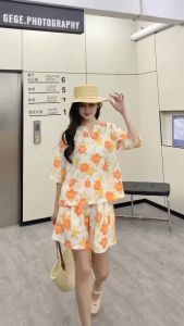 FON ชุดเซ็ตผ้าฝ้ายสลาฟพิมพ์ลายดอกไม้ มีรอบอก42-46-50นิ้ว#00506