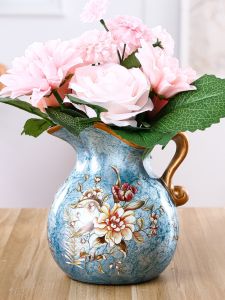 European Entry Lux Ceramic Painted Small Vase Craft Living Room Flower Arrangement Milk Pot Home Decoration Vintage Artsy Ornaments
