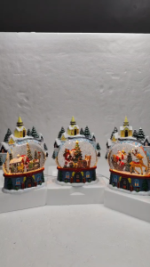 D&D Home Christmas Snow Globe Decorations with Santa and Reindeer Scenes  with Lights & Music Lantern