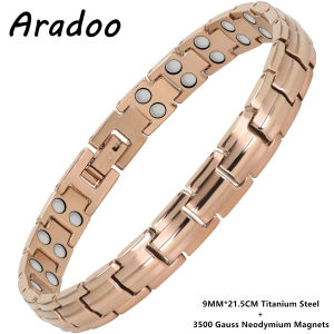 Aradoo | ARADOO Magnetic Bracelet for Women Men Titanium Steel Neodymium Magnets Link Bracelets Jewelry Gifts