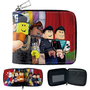 Short Foldable Wallet Cartoon Design PU Leather Coin Purse for Boys And Girls ROBLOX Game Themed Wallet Square Shape Zipper Closure