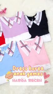 Bayi - 3 Tahun - Dress Anak Kualitas Import Korean Eun Ha | Dress Premium Korea Baju Anak Perempuan Dres Lengan Pendek Dress Kensi Merah Putih