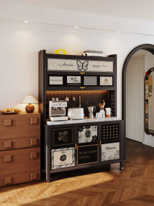 Meisda Vintage Style Iron Art Dining Room Cabinet Wall-Mounted Integrated Storage Cabinet Living Room Kitchen Metal Tea Water Cabinet