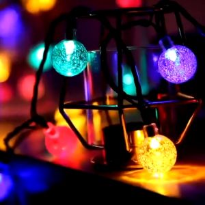 Solar String Lights Crystal Ball Christmas Light Outdoor Waterproof 20/30/50 LED Bulbs Solar Powered Patio Lights With 2 Lighting Modes For Decoration Garden Camping Porch Wedding Party (Warm / Multicolor)