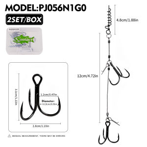 Bộ Dụng Cụ Câu Cá Sunlure 2 Bộ Với Móc Xoay Khóa Lò Xo Dây Thép Carbon Cao Cấp Móc Ba Ngạnh Dành Cho Cá Lớn Nước Mặn.