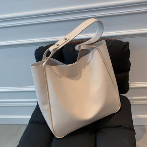 Ladies Commuter Stripe Simple Canvas Shoulder Bag Large Capacity Handbag Office Crossbody Bag PU Leather Tote Bag for Women