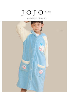 Adorable Cartoon Bathrobe with Hat And Cape Childrens Bath Towel Robe Polyester Fiber Home Use Lightweight Bath Skirt