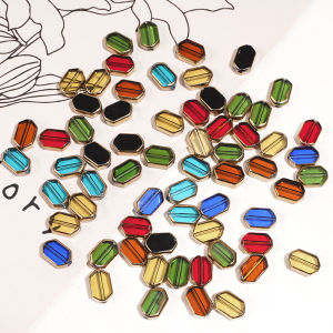 10Pcs 6X9Mm Nhiều màu Cao kính chất lượng Vàng Cạnh hình chữ nhật Hạt Cho Cho Tự Làm Vòng Cổ Vòng Tay Bông tai trang sức làm đồ thủ công