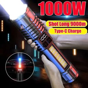 100000LM High Power torchlight powerful 1000000lm japan mini Flashlight portable lights rechargeable emergency light led Torch light Rechargeable flash light Zoomable touch Outdoor Camping Fishing light working light Military flashtlight water proof lampu