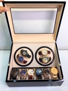 Hộp Lắc Đồng Hồ Cơ Vỏ Gỗ - 4 Xoay + 6 Cố Định [BH 2 NĂM] - Hộp Xoay Đồng Hồ Cơ Tự Động Cao Cấp