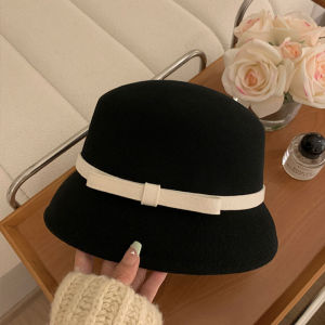 Hebe Style Woolen Fisherman Hat Women Spring Autumn New French Vintage Face Slimming Pot Hat Noble Ladies Gift Hat Trendy