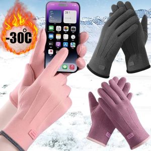 Winter Plush Warm Gloves Women Touchscreen Gloves Windproof Thermal Gloves for Driving Running Ski Riding Mittens