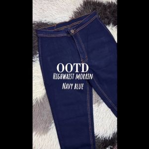 Celana Highwaist Wanita Jeans Pensil Navy Premium Bellzshop Morrin