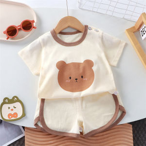 Summer Baby Boy Girls Clothes Set Children Bear Print T-shirts and Shorts 2 Pieces Suit Kid Top Bottom Outfits Casual Tracksuits