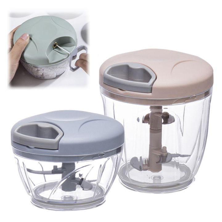 [Same Day Ship] 500/900ML Food Chopper Hand Chopper Manual Rope Food ...