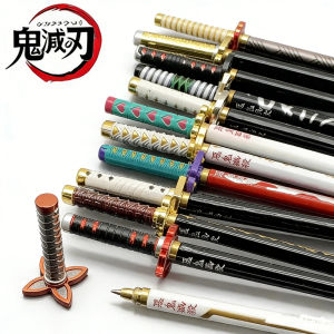New 17 Styles Japan Anime Demon Slayer Model Gel Pen 0.5mm Black Refill Cosplay Prop Kid Student Gift SlayerWeapon Sword