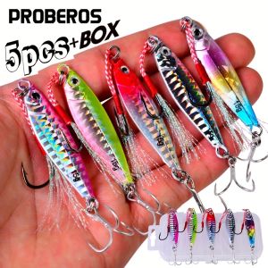 PROBEROS 5 Bộ Mồi Jigging Kim Loại Đúc Jig Trọng Lượng 7G-30G Mồi Giả Mô Phỏng Lắc Chậm Dùng Cho Câu Cá Biển Sông Hồ