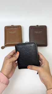 PU Leather Men Zipper Wallet With Front Card Holder Dompet Zip Lelaki Dan Kad Holder Beg Duit Lelaki (W-048)