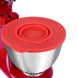 Nắp Đậy Tô Máy Trộn Đứng Đầu Nghiêng Bằng Silicon 4.5-5 Lít Tương Thích Với KitchenAid Thân Thiện Với Môi Trường Có Nắp Đậy Chống Bắn Và Tô Nhỏ Có Thể Thu Gọn