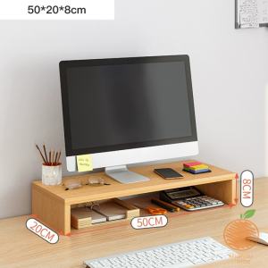 Miumiu 1/2 Layer Monitor Stand Organizer Wooden Laptop Stand Riser Computer Screen Monitor Stand Mount for Desk Storage