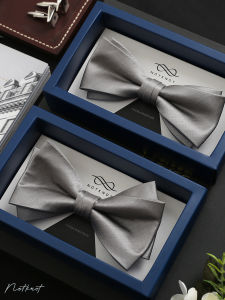 Notknot Luxury British Wedding Tie Mens Shirt Silver Grey Formal Bow Tie Groomsmen Ties Korean Style Color Woven Pure Color