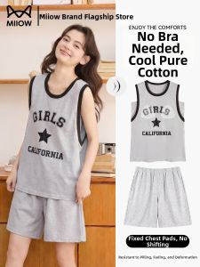 MiiOW | Bộ Đồ Ngủ Mùa Hè Không Tay Phối Nệm Cotton Sạch