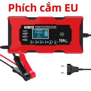 Sạc Pin Kẹp Cá Sấu Thông Minh 12V 10A Với Màn Hình LCD Dùng Cho Khởi Động Xe Hơi Và Xe RV Tương Thích Với Pin Lifepo4 Axit Chì AGM GEL
