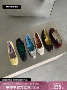 Lost Deer "Petite Ballet round Dance" Flat Bottom Silver Ballet Shoes Women Spring Autumn Retro round Head Single Shoes Women