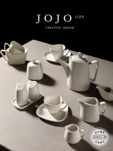 High-End Ceramic Coffee Cup And Saucer Unique Shape Coffee Pot for Two People Nordic Style Pure Color Coffee Utensils