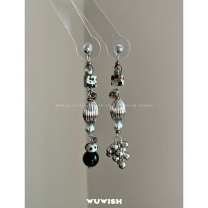 Handmade Original 925 Silver Needle Asymmetric New Chinese Style Tassel Silver Color Earrings Fresh out Design Geometric Pattern for Women