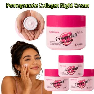 简素净 | LAIKOU Pomegranate Collagen Night Cream Hydrating Sleeping Face Cream for Overnight Nourish Brightening Skin Care Moisturizer