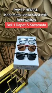 Beli 1 Dapat 3 Kacamata Hitam Lensa Kaca Asli Fashion Pria & Wanita - Sunglasses Eyewear